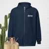 Sweat à capuche épais unisexe à fermeture éclair Brodé Mendoz white – Image 4